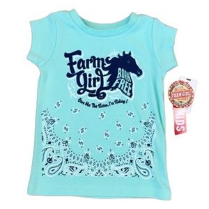 Farm Girl Mint Green 3T Horse Born Free Short Sleeve Crewneck Tee